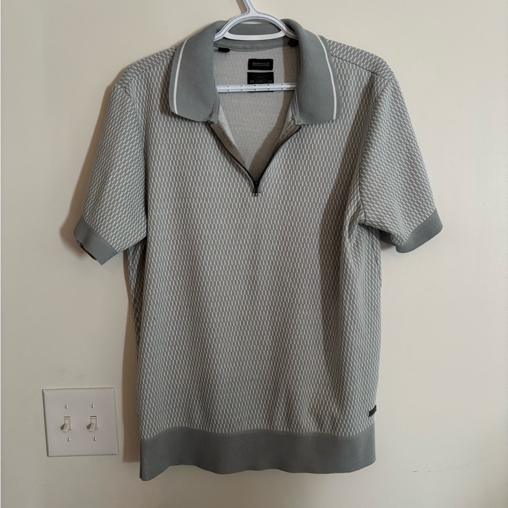 Buffalo David Bitton Gray Textured Polo Shirt Size Large